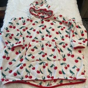 Throwzy by Marlo Lorenz Cherry Patterned Hooded Blanket Sweatshirt